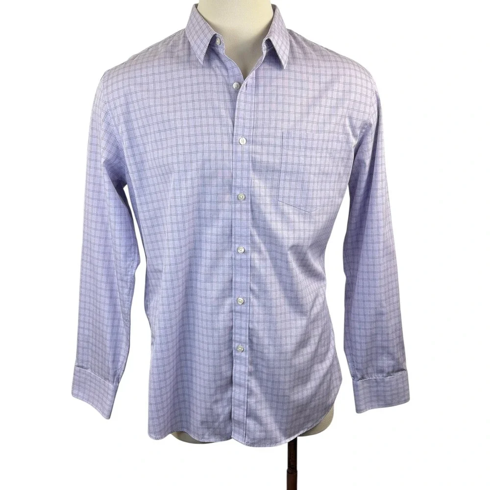 J. Crew Thompson Wrinkle Free Dress Shirt‎ XL Mens Purple Plaid Long Sleeve